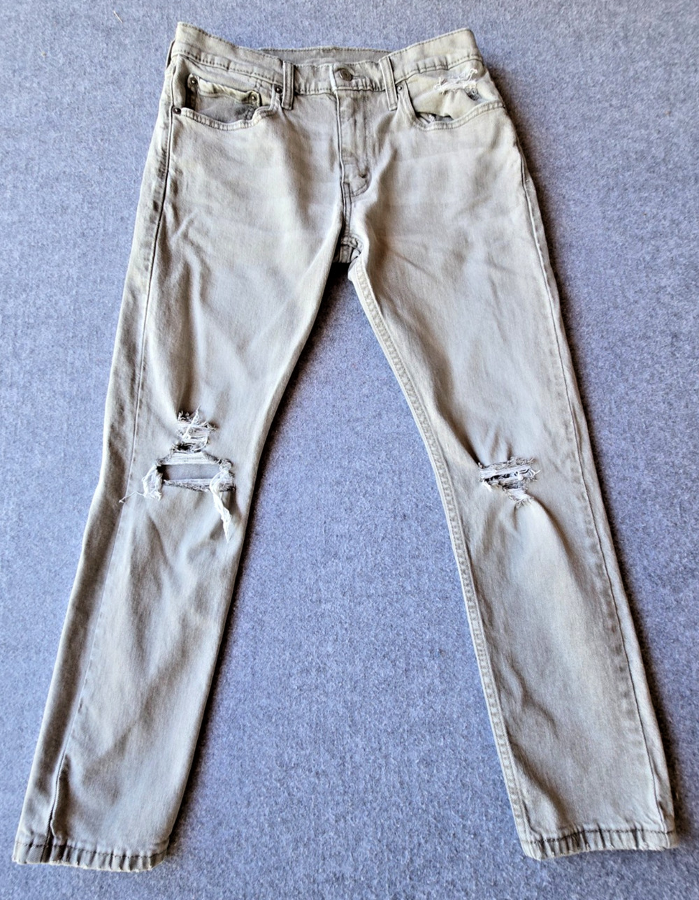 Levis 512 Men's Jeans Light Grey Distressed Straight Leg 32"x27"